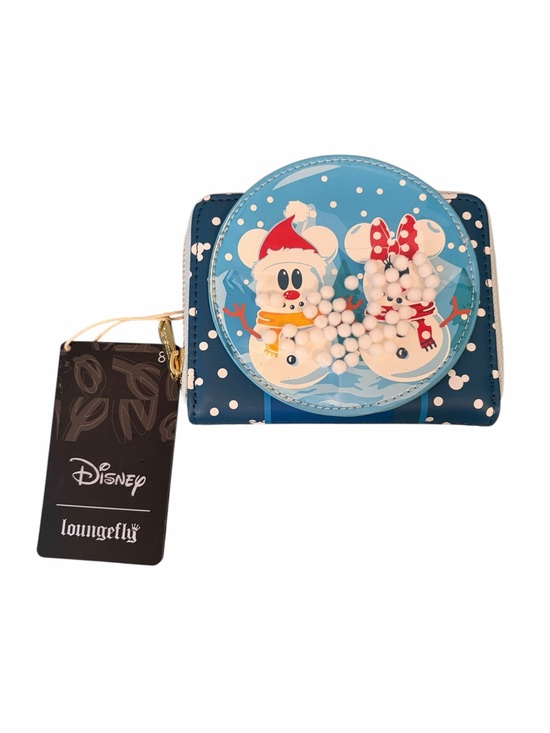 Loungefly Handbags - Loungefly Mickey & Minnie Snow Globe Snowman Blue Zip Around Wallet